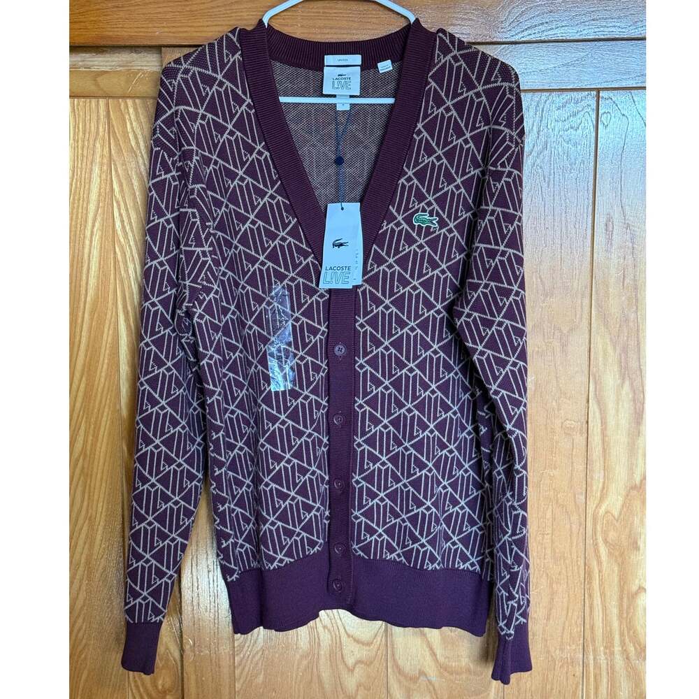 NWT Lacoste L!VE Monogram Jacquard Cardigan — Men's M